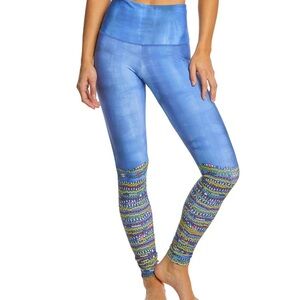 Onzie High-Waist Blue Printed Leggings for Women M/L